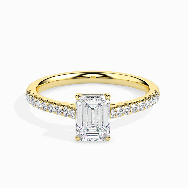 Francesca Pavé Engagement Ring Emerald Cut