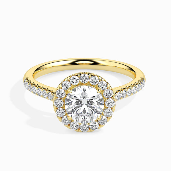 Luna Halo Pave Engagement Ring Round Cut