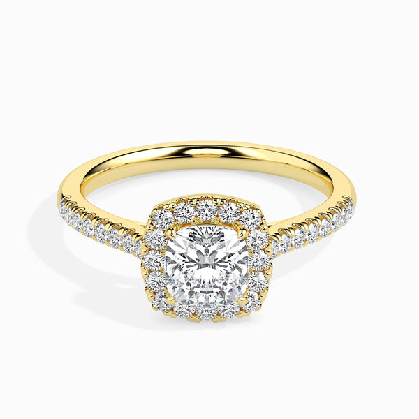 Luna Halo Pave Engagement Ring Cushion Cut