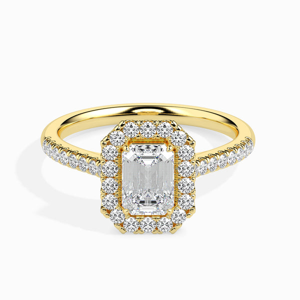 Luna Halo Pave Engagement Ring Emerald Cut