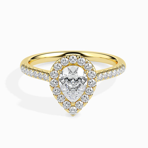 Luna Halo Pave Engagement Ring Pear-Shaped